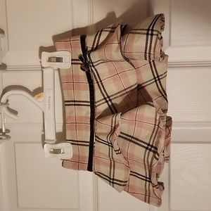 12 month plaid pink and tan with brown accent skirt